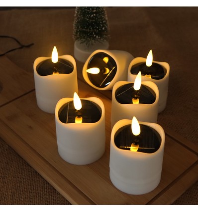 6-pack LED solcells-ljus - Ø5cm, 8cm hög, IP44 utomhus