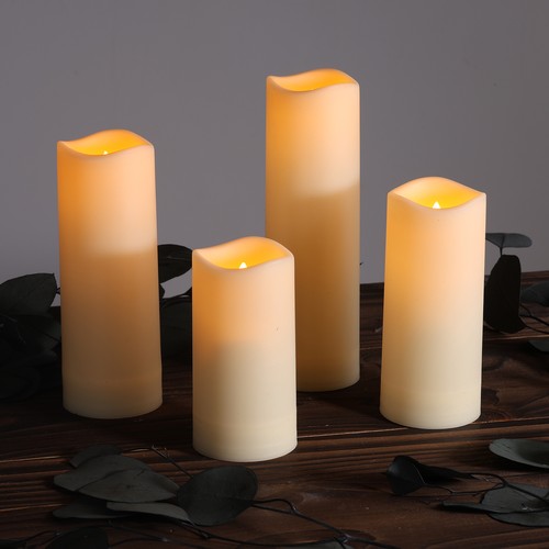 4-pack LED utomhus blockljus, fjärrkontroll, Ø5,5cm - Timer, vattentät