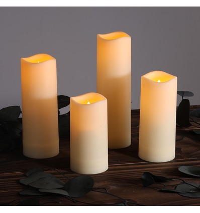 4-pack LED utomhus blockljus, fjärrkontroll, Ø5,5cm - Timer, vattentät