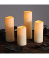 4-pack LED utomhusblockljus, inkl. fjärrkontroll, Ø5,5cm - Höjd: 10/13/15/17cm, Batteri, timerfunktion, trådlös, vattentålig