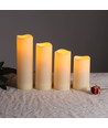 4-pack LED utomhusblockljus, inkl. fjärrkontroll, Ø5,5cm - Höjd: 10/13/15/17cm, Batteri, timerfunktion, trådlös, vattentålig