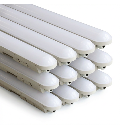 12 st. 150cm CONNECT LED-armatur Vattentät 50W - 230V, 6000lm, IP65, IK08, 4000K