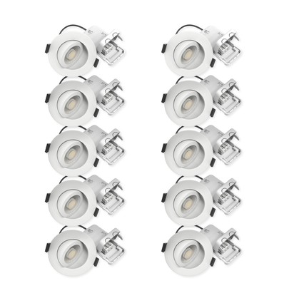 10x LEDlife DimToWarm+CCT RA96 vit infällnadsspot - Roterbar, Hål: Ø6,8 cm, Mått: Ø8,3 cm, 7W, vit kant, dimbar, 230V