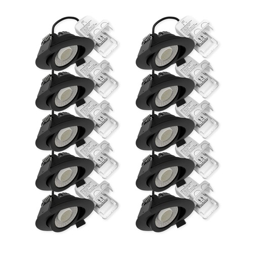 10x 7W lågprofil downlight RA96 - DimToWarm+CCT, Hål: Ø6,8 cm, svart kant, dimbar