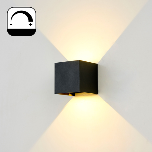 LEDlife CUBIC PRO 6W dimbar vägglampa - Länkbar, justerbar, fyrkantig, upp/ner, inomhus/utomhus, svart, IP65, inkl. ljuskälla