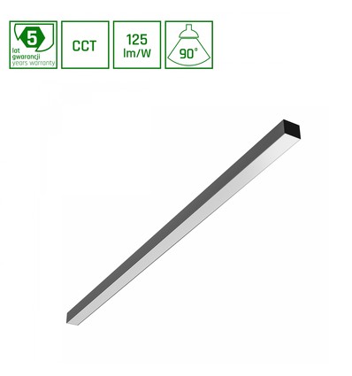 1203mm Basic LED-armatur 40W - 3CCT, 230V, 90°, IP20, 42x37mm, svart, PR, UGR19, tak