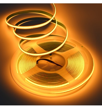 10m 9W/m Guldgul COB-LED-strip - 24V DC, IP20, 320 LED/m