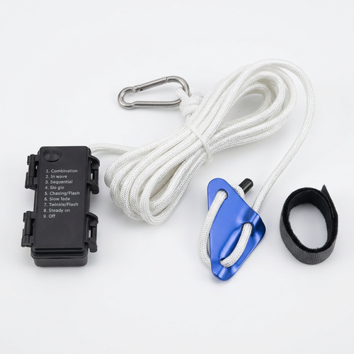 3m vitt rep med RGB-ljus - Med karbinhake, max 80kg belastning