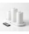 3-pack vita LED-stearinljus, flameffekt - Ø2,2cm, Höjd: 24,5cm, kronljus, fungerar inkl. fjärrkontroll, timer