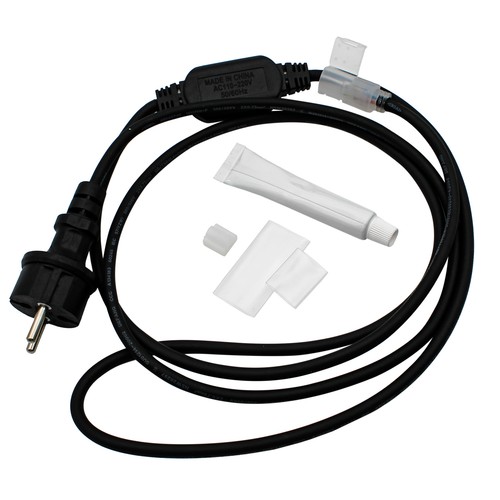 2m Vattentät kontakt för 230V LED-strip (Slim COB) - Inkl. ändstycke, 230V