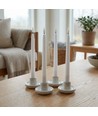4-pack vita LED-stearinljus inkl. laddningsbas - Ø2cm, Höjd: 25cm, antikljus, inkl. fjärrkontroll, timer