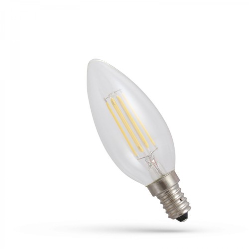 E14 4W LED kronljus - C35, filament, klart glas