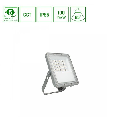 20W NOCTIS MAX CCT strålkastare - IP65, 3 färgtemperaturer, grå, utomhus