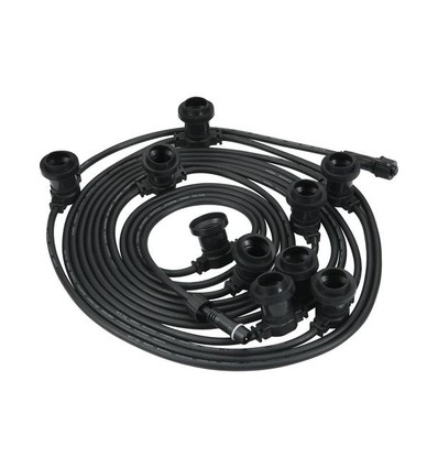 10m ljusslinga för fest, påbyggnadsbar - IP44, svart kabel, utan ljuskällor