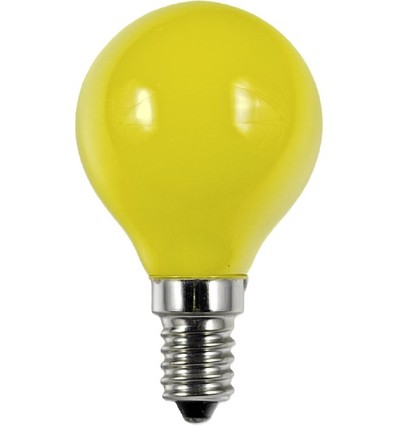 E14 1W LED-kronljuslampa - G45, Gul, Party Colour Premium