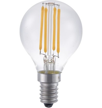 E14 4W dimbar LED-kronlampa - G45, filament, 2200K, klart glas