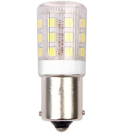 BA15s 3W LED-rörlampa, 10-24V - 4,5cm, 250lm, klart glas, varmvit