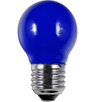 E27 1W LED-kronlampa - Blå, G45 filament, Party Colour Premium