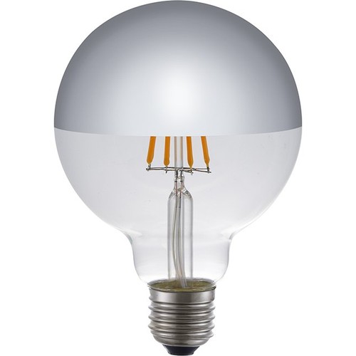 E27 4W dimbar LED globelampa - G95, toppförsilvrad, filament, 2500K