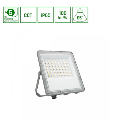 50W NOCTIS MAX CCT strålkastare - IP65, 3 färgtemperaturer, grå, utomhus