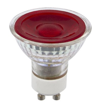 GU10 5W dimbar LED-lampa - Röd, 38°, glas, 230V