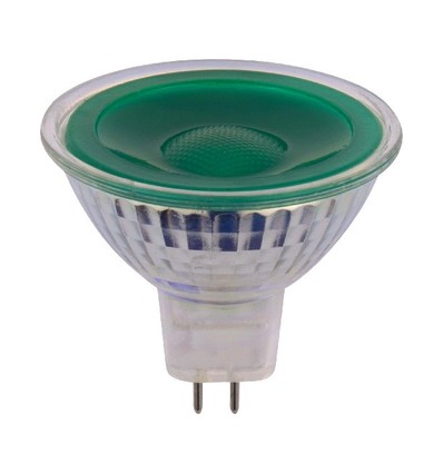 GU5.3 5W LED-lampa, 12V - MR16, 38°, Grön, glas