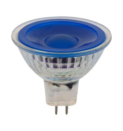 GU5.3 5W LED-lampa, 12V - MR16, Blå, 38 grader, glas