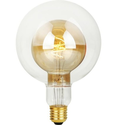 E27 4,9W LED Filament Double Globe G125 - 470lm, 2200K, dimbar, guldglas
