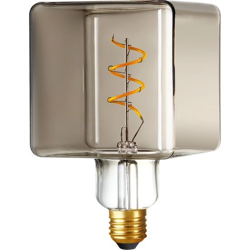 E27 4W LED Ice Cube filamentlampa - C95, dimbar, 2200K, rökfärgat glas