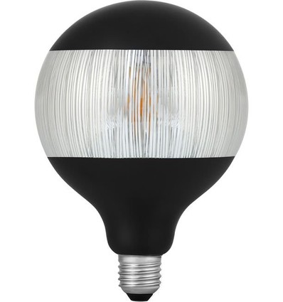E27 4W dimbar LED-lampa - G125, Laser Stripe, svart/silver, 2500K, 120lm