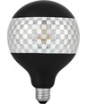 E27 4W dimbar LED-globelampa - G125, Laser Blox, 120lm, 2500K, svart/silver