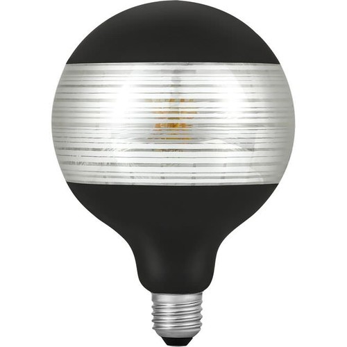 E27 4W dimbar LED-globelampa - G125, Laser Line, svart/silver, 2500K, 120lm