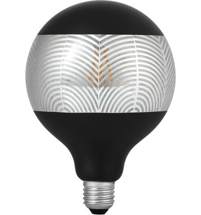 E27 4W dimbar LED-lampa - G125, Laser Leaf, svart/silver, 120lm, 2500K