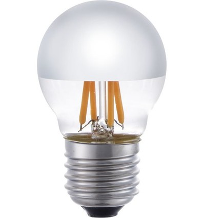 E27 4W dimbar LED-kronlampa - G45, Filament, Toppförsilvrad, 2500K, Silver
