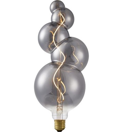 E27 4W XXL Flex Bubble-5 LED-lampa - 100lm, 2200K, dimbar, rökfärgat glas, filament