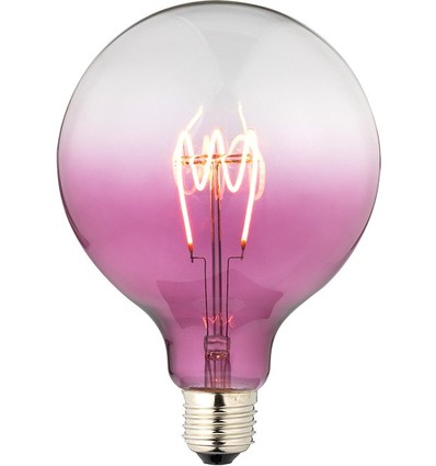 E27 4W dimbar LED filamentlampa - G125, Flex Globe, lila glas, 140lm