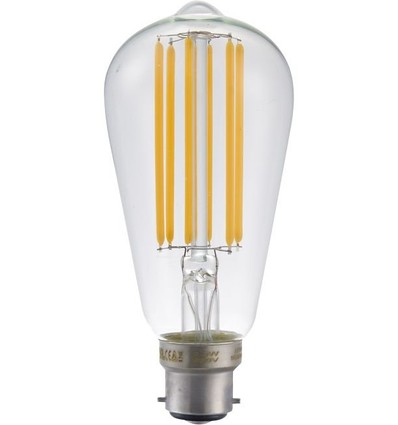 B22d 6,5W dimbar LED-lampa - ST58 Rustika, filament, klart glas, 2700K