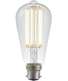 B22d 6,5W dimbar LED-lampa - ST58 Rustika, filament, klart glas, 2700K