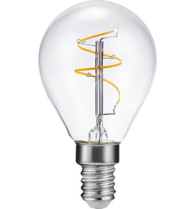 E14 3,2W dimbar LED-kronlampa - Slim Flex filament, G45, 320lm, 2200K, klart glas