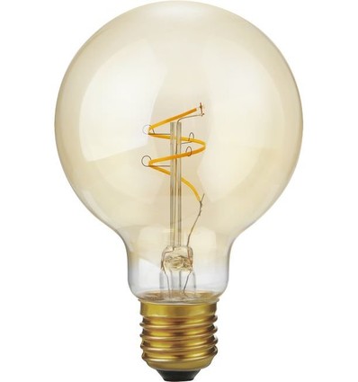 E27 4,2W dimbar LED Slim Flex filamentlampa - G80, 470lm, 2200K, guldglas