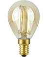 E14 2,9W dimbar LED-kronljuslampa - G45, filament, 2200K, guldglas, 250lm