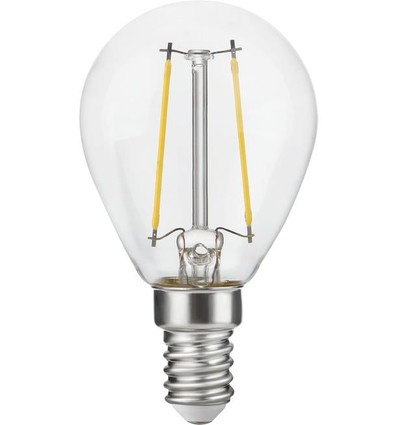 E14 2,5W dimbar LED-kronlampa - G45, filament, klart glas, 2700K