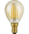 E14 4,7W dimbar LED-kronljuslampa - G45, filament, 2200K, guldglas, 470lm