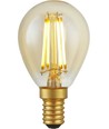 E14 4,7W dimbar LED-kronljuslampa - G45, filament, 2200K, guldglas, 470lm