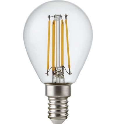 E14 4,7W dimbar LED-kronlampa - G45, filament, klart glas, 2700K
