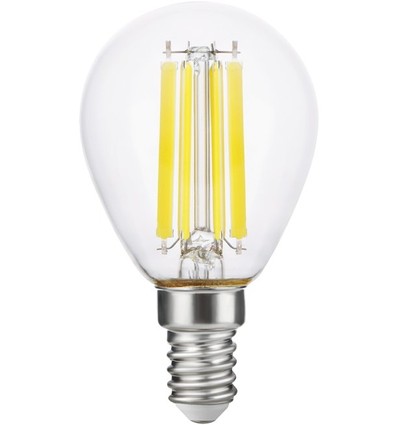 E14 7W dimbar LED-kronlampa - G45, filament, 806lm, klart glas