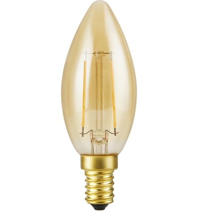 E14 2,9W dimbar LED-kronlampa - Filament, 250lm, 2200K, guldglas, C35 candle