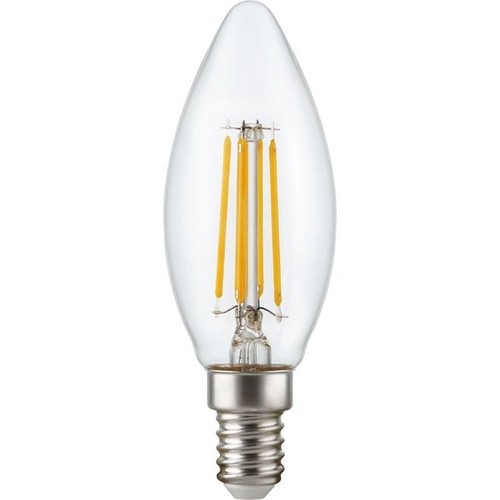 E14 4,7W dimbar LED-kronljuslampa - C35, filament, klar, 2700K