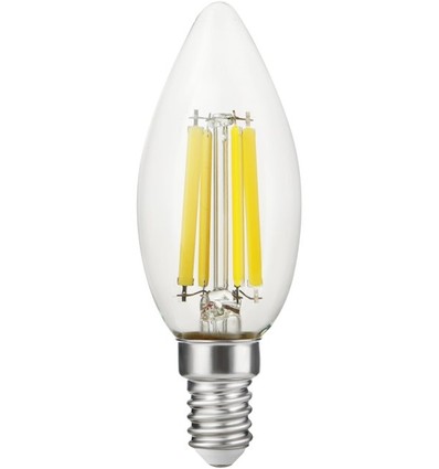 E14 7W dimbar LED-kronljuslampa - Filament, C35, 806lm, 2700K, klart glas