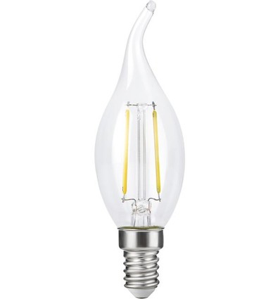 E14 2,5W dimbar LED-kronljuslampa med topp - C35, filament, klar, 2700K